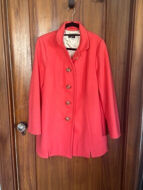J. Crew Coral-Pink Wool Blend Button Coat